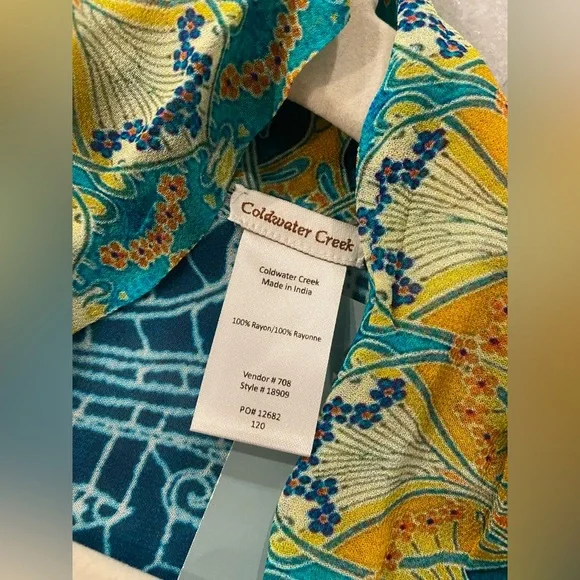 NWT Coldwater Creek OS Colorful Patchwork Flowy Open Front Kimono Top Kaftan - Picture 6 of 8